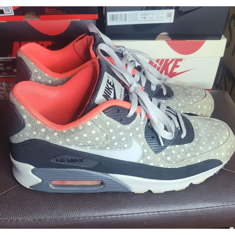 Nike Air Max 90 Polka Dot Grey Black Infrared 666578-006 Men's Size 11 Shoes